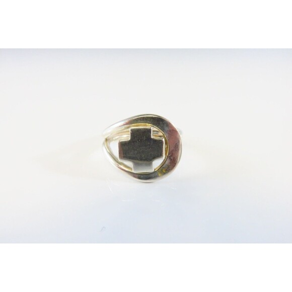 Sterling Christian Greek Cross Ring Women's Double Band Christian Ring Sz 6 - Picture 1 of 8